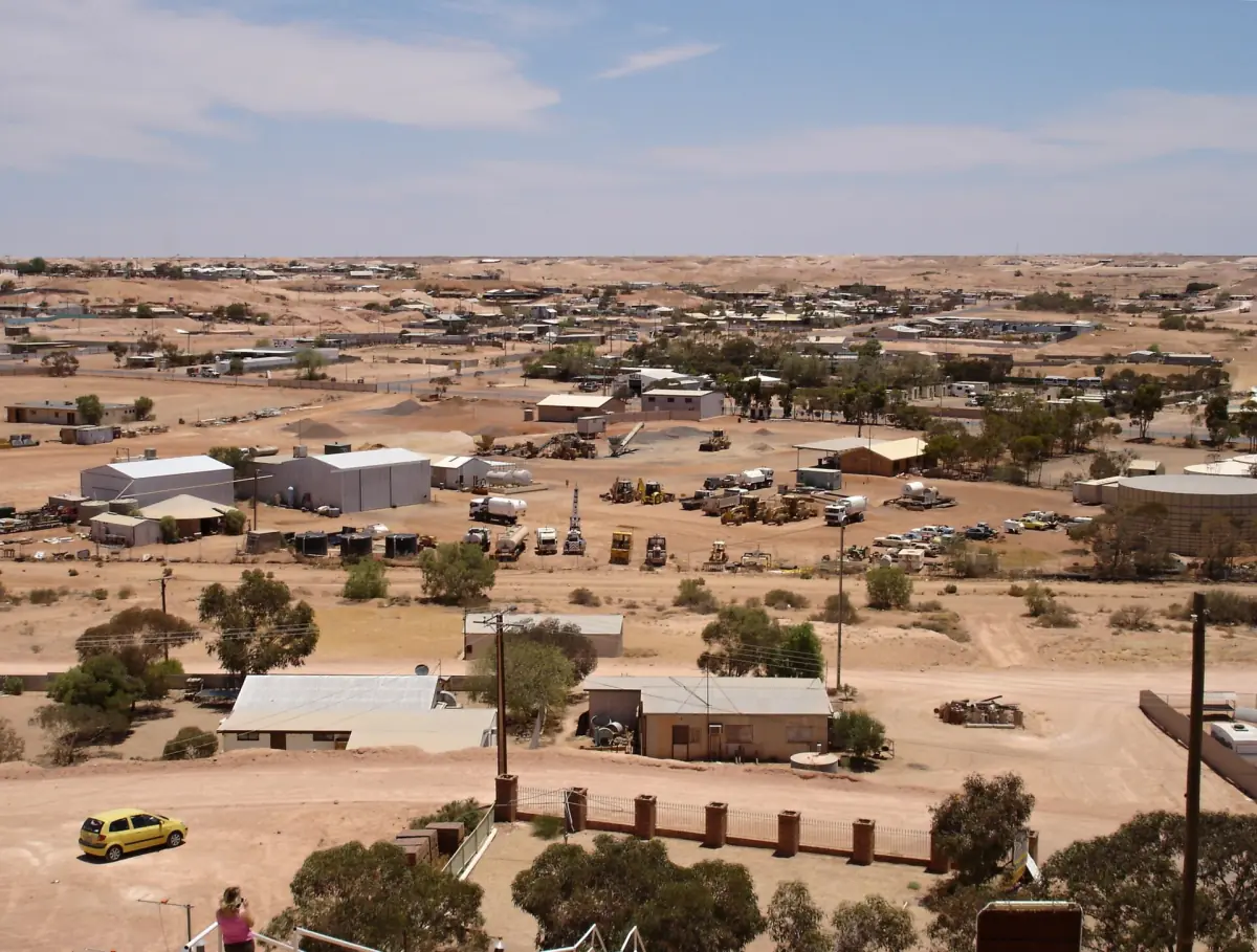 The town of Coober Pedy from above